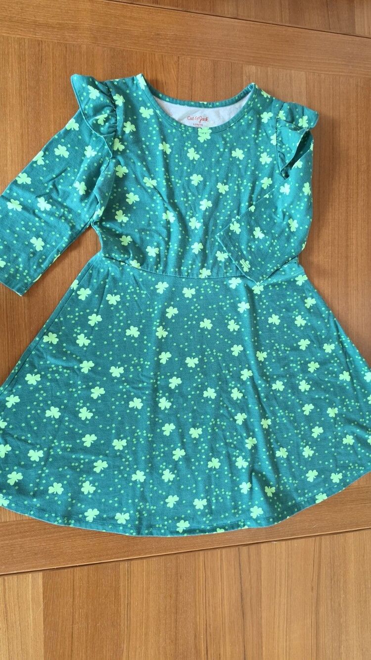 Cat &Jack Girl's Green Shamrock Dress Size L (10/12)